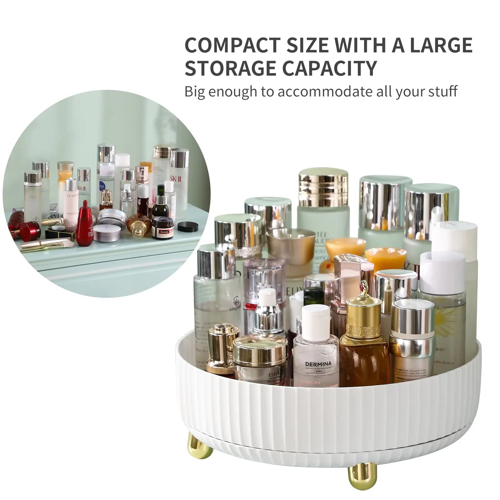 360° Rotating Perfume & Cosmetic Organizer - Large Capacity Vanity Storage