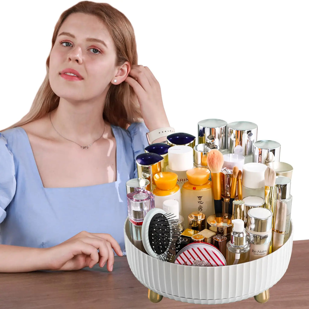 360° Rotating Perfume & Cosmetic Organizer - Large Capacity Vanity Storage